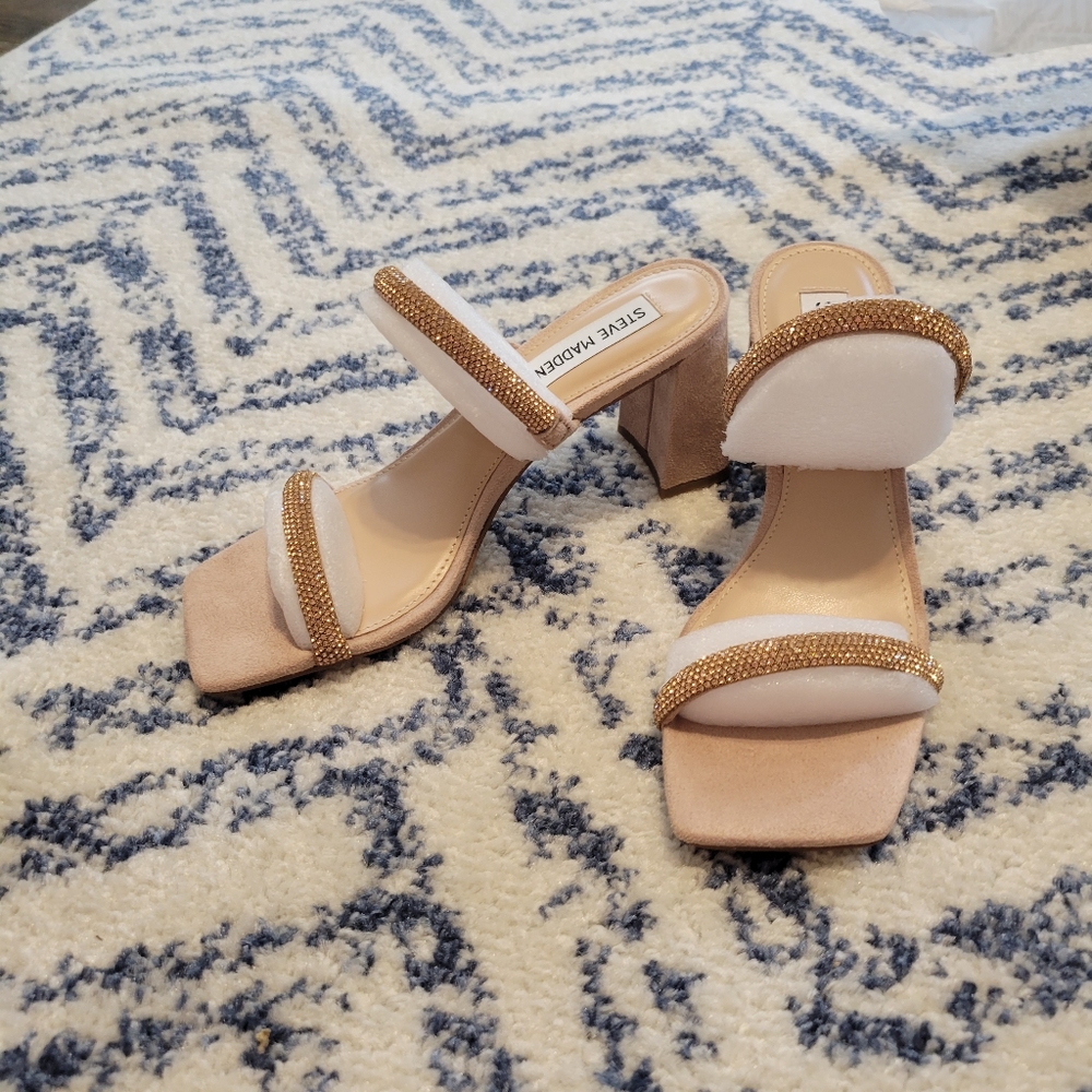 NWT Steve Madden Lilah Blush sparkle heeled sandal - Picture 9 of 10